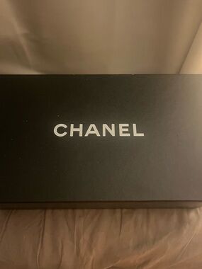 CHANEL Black and White Logo Shoe Box